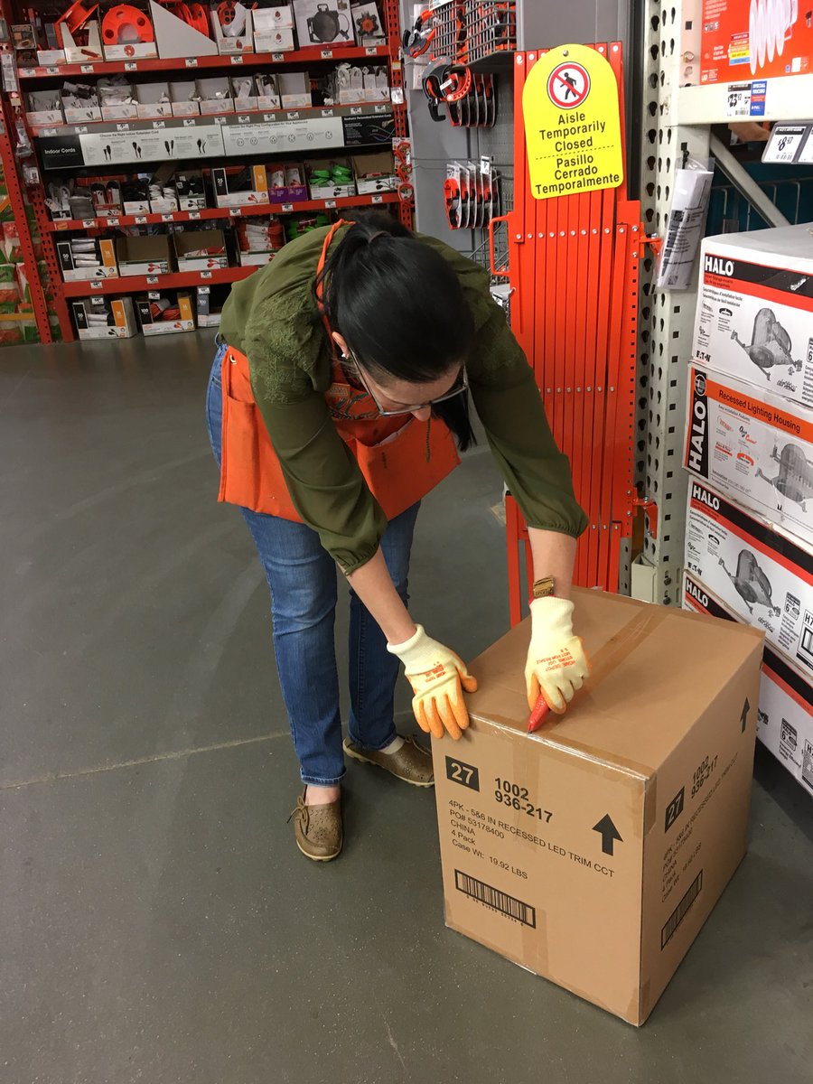 Our OPS manager Michelle leading by example by working safe by using proper PPE while down stocking #safetypatrol