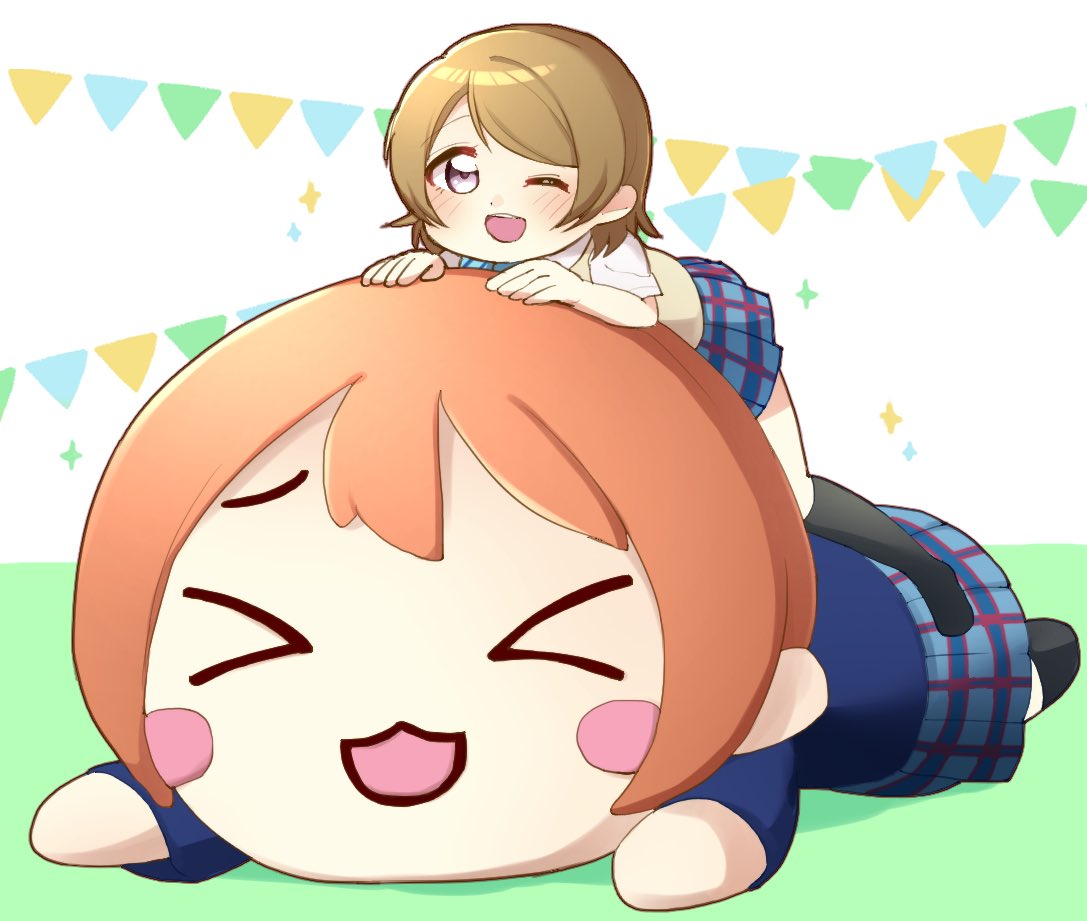 星空凛 ,小泉花陽 「あったら乗りたい!どでか寝そべり!前に描いた凛ちゃんと一緒にりんぱなセットで??」|べりすののイラスト