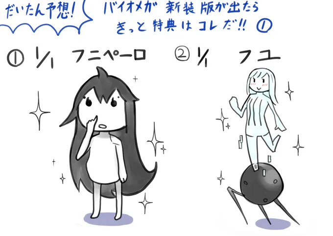クワガタ先生の突然の重二輪イラスト投下によりBIOMEGA新装版等の可能性が出て来たので新装版の特典をだいたんに予想したらくがきをしたためました 