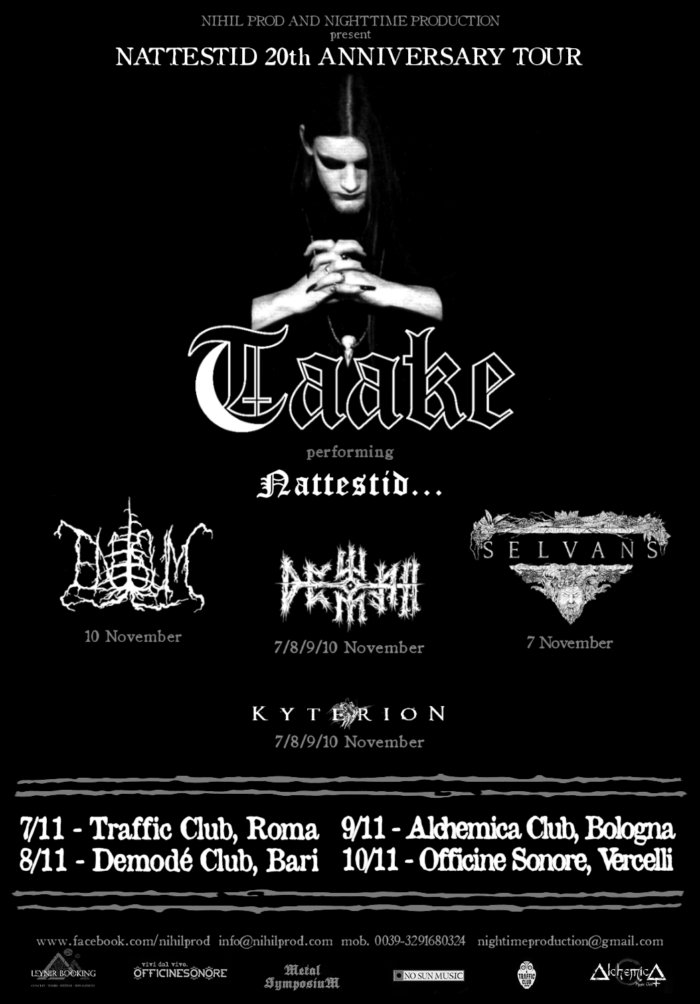 Metalitalia's tweet photo. TAAKE: il "Nattestid 20th Anniversary Tour" in Italia a novembre #DEWFALL #ENISUM #KYTERION #SELVANS #TAAKE - https://t.co/D3PM5TwbhP https://t.co/tvA33lYYup