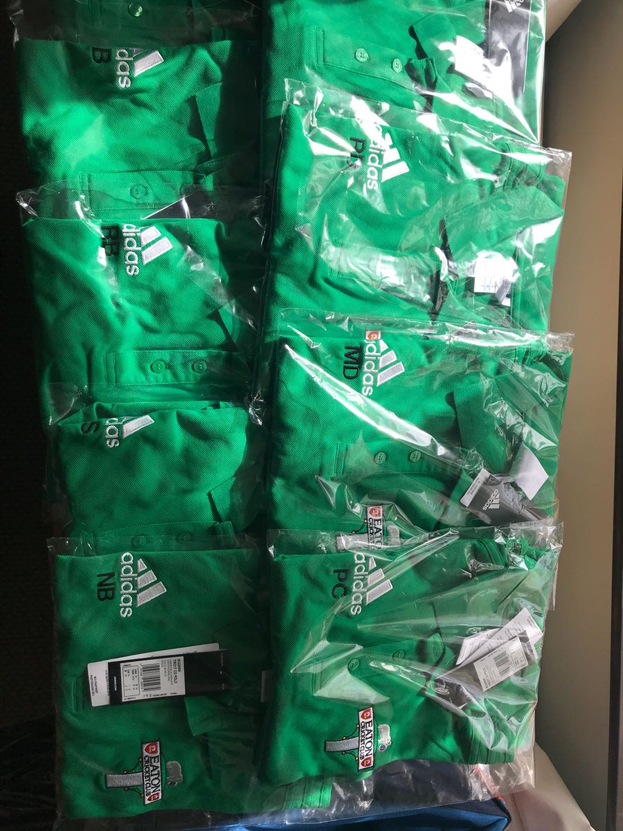 Thanks to <a href="/AllRounderCrick/">All Rounder Cricket</a> for our club polos. Thanks to <a href="/chambersowen/">Owen Chambers</a> for organising them for Rob Cranston funeral. Robs team mates will be wearing these in his memory. Rob and his family will always be part of our club. #ripRob #foreveragreen #EatonCC #familyclub