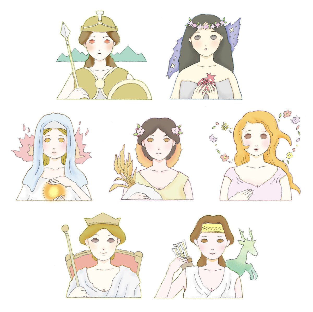 🌙 雑誌「セラピスト」で描いた女神たちのイラスト #アテナ