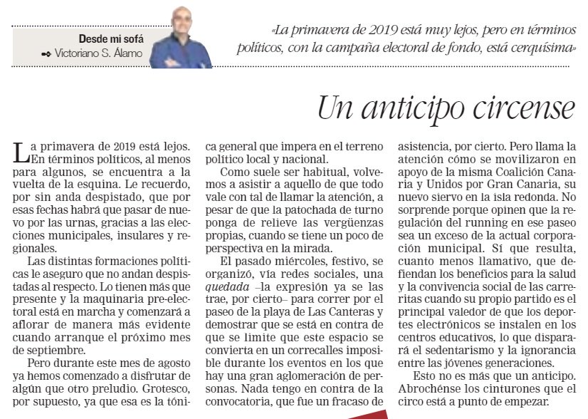EmilioHurtadoLP's tweet photo. Según Victoriano Álamo, la marcha #running🏃🏽♀️fue "un fracaso de asistencia" y los #eSports🎮 "disparan el sedentarismo y la ignorancia entre las jóvenes generaciones". Analfabeto digital y camper político: ¿candidato a @PremiosTolete 2018🏆? #CanterasSinLímites #CorrerLibre https://t.co/xDM4gBoIlc