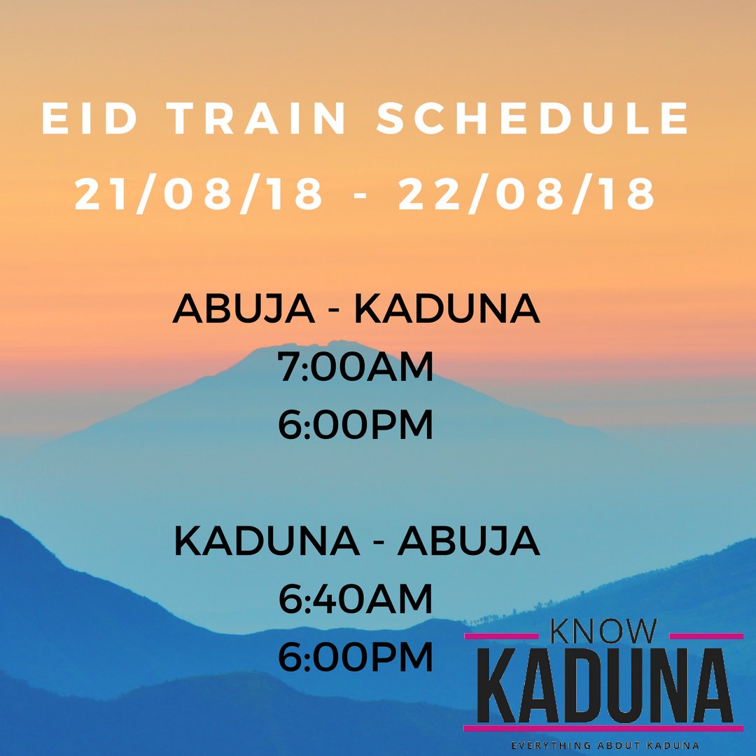 KnowKaduna's tweet photo. According to @NigeriaRailway, there'll be only 2 trips per day this Eid period. Here's the timing https://t.co/vPjpvt4j0A