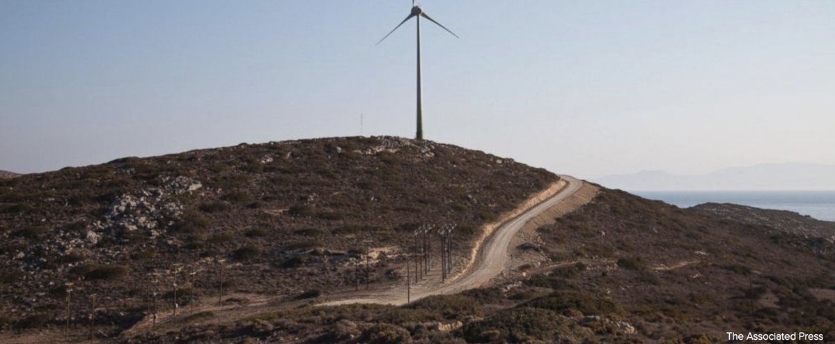 ABC's tweet photo. The small Greek island of Tilos will become the first in the Mediterranean to run exclusively on wind and solar power. https://t.co/dWXs12WqFs https://t.co/Jwxgnfox5F
