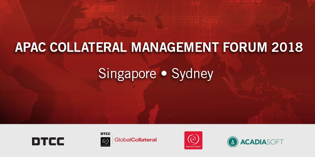Beyond regs, find out what's next for #collateralmanagement at the annual APAC forum jointly organized by @The_DTCC, @EuroclearGroup and @AcadiaSoft_. Click on a city near you – Singapore, September 25: dtcc.co/d84f30ltLEt & in Sydney, September 27: dtcc.co/Fsab30ltLFt