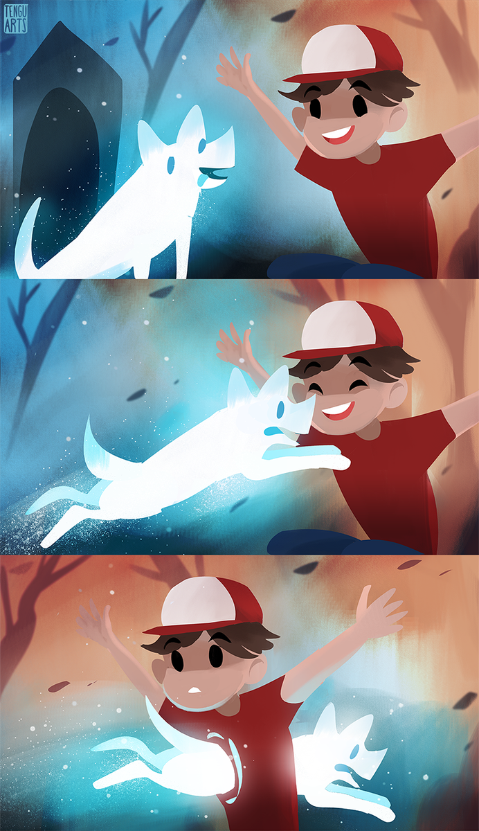 Tengu_Arts's tweet photo. After Death ~
Mini comic based on a 30min speedpaint I did.
#dog #ghost #feels #comic #speedpaint #drawfast #illustration #art https://t.co/ofDqoM3JXc