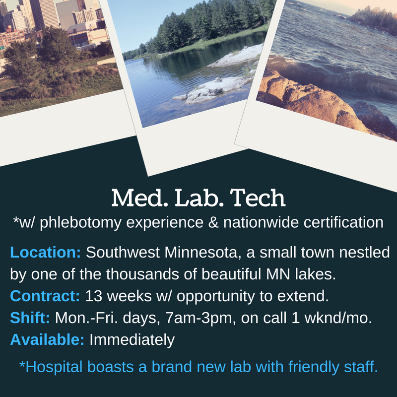 TriageStaff's tweet image. They don't call it "Minnesota Nice" for nothing. #MedLabTech needed in cute, small MN town. Great pay, great people. Take this rewarding job today 👉bit.ly/2L9a4T2