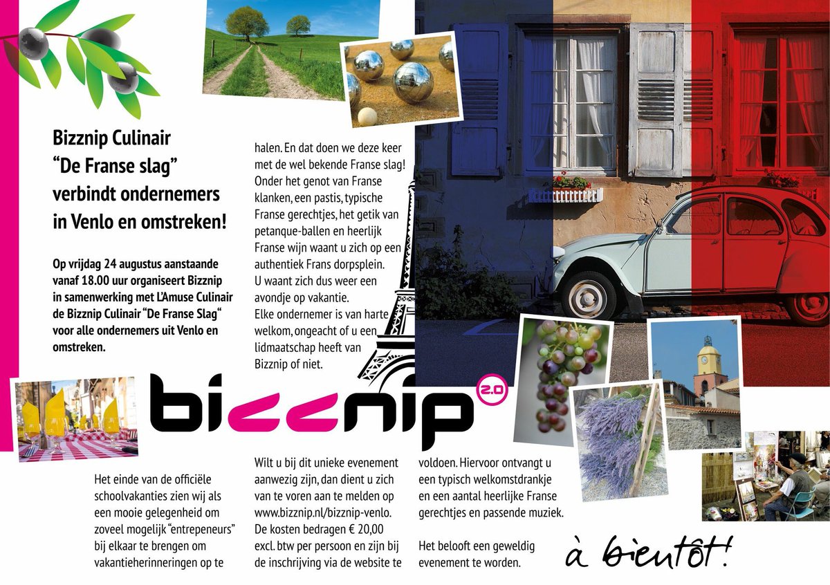 Bizznip Culinair “De Franse slag” Ben je er bij?? Inschrijven kan nog: aanmelden.bizznip.nl/venlo/20_bizzn…