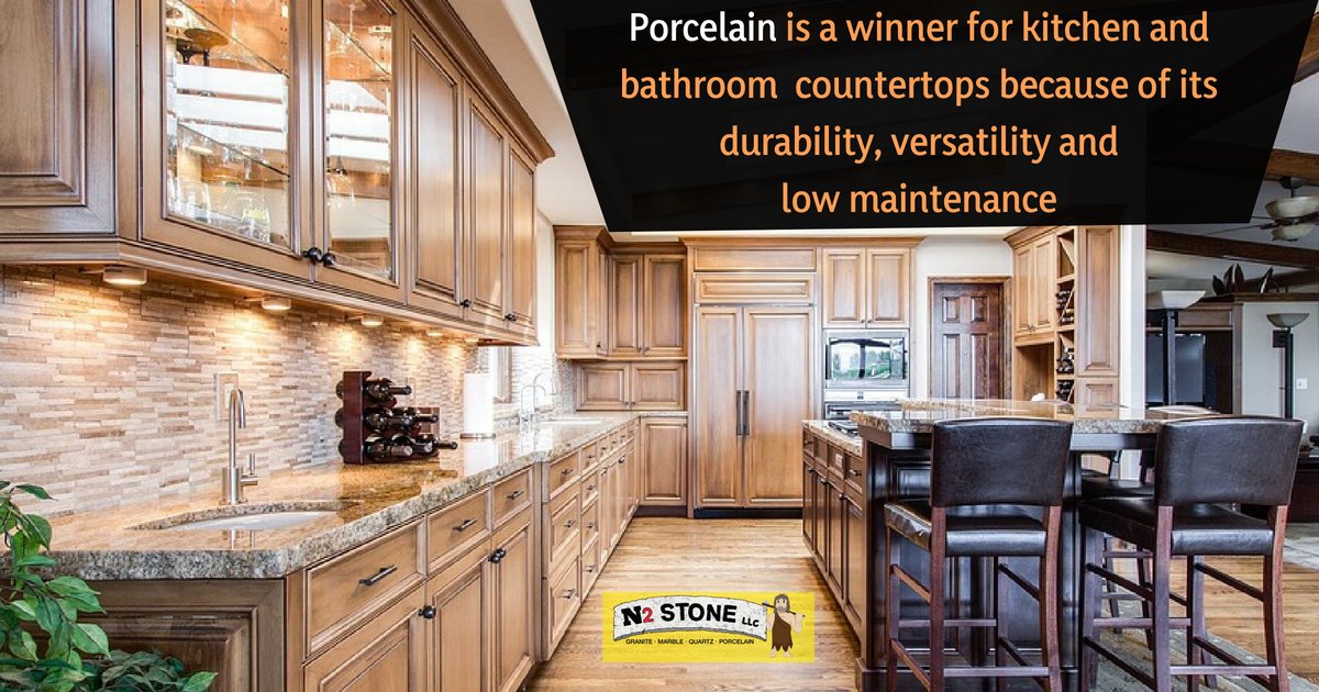 Porcelain is a winner for kitchen and bathroom countertops because of its durability, versatility and low maintenance.n2stone.com 
#home #homeideas #porcelain #bathroomcountertops
