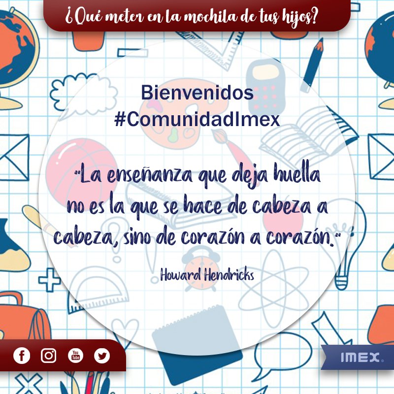 imexpuebla's tweet photo. #ComunidadImex les damos la bienvenida a este nuevo Ciclo Escolar 2018-2019, deseamos que cada día se vuelva una experiencia inolvidable, siempre llena de amor y dedicación en lo que hacen. #OrgulloImex #TalentoImex #BackToSchool https://t.co/9FdO360KLD