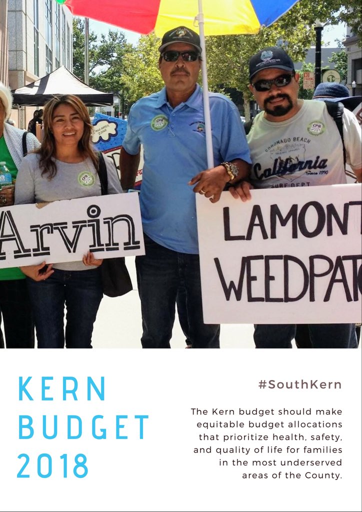 #KernBudget2018 should prioritize investments that directly improve the #health, #safety, and quality of life for #families in the most underserved areas of #KernCounty. #ArvinIsKern #WeedpatchIsKern #LamontIsKern #SouthKern <a href="/CRPE_EJ/">Center on Race, Poverty, & the Environment</a> <a href="/CountyofKern/">County of Kern</a>