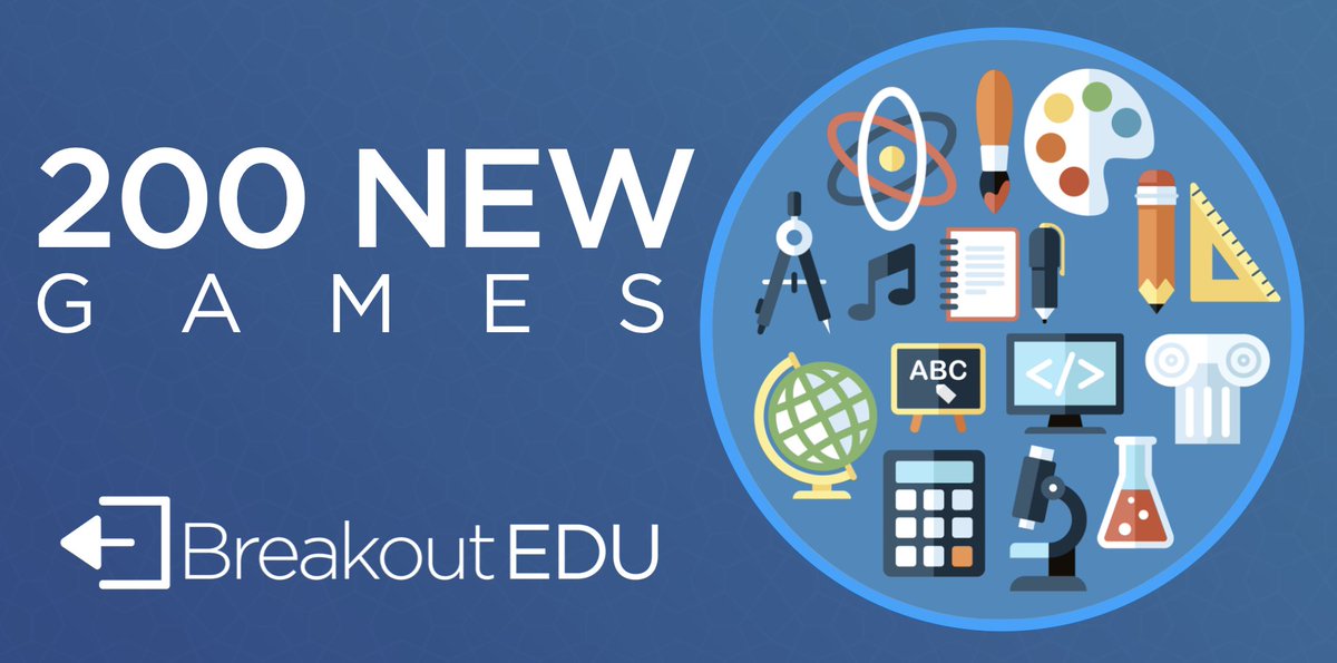 200 new Breakout EDU games!  We're excited to share that the Breakout EDU games library now has more than 800 games. See the full list of new games here: buff.ly/2BsN69D

#4Cs #BreakoutEDU #edtechchat #edchat #tosachat #games4ed