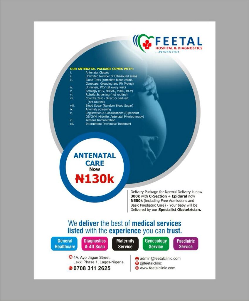 FeetalHospital's tweet photo. With the same quality of care, we are making everything cheaper.
.
#QualityForLess#FertilityClinic #AntenatalClinic #MaternityClinic #PaediatricClinic #Diagnostics #GynecologyClinic #Obstetrics #GeneralPractice #WomenChildren #FamilyMedicine #GeneralPractise
@Gidi_Traffic https://t.co/yRo2fiZGyo