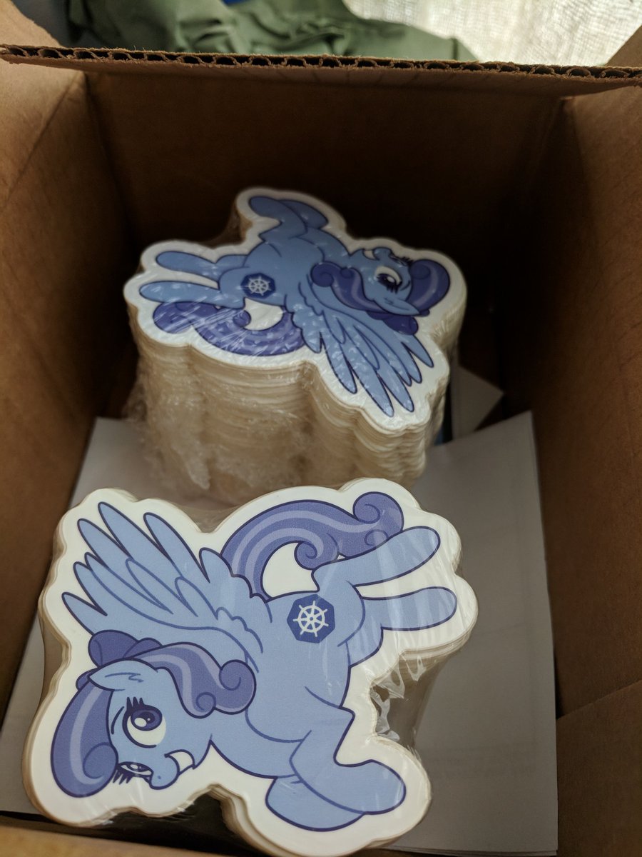 kubecuddle's tweet photo. If you want some stickers of me, I recommend finding @stillinbeta or @lizthegrey, or @krisnova after September! https://t.co/sjBeCJd6KH