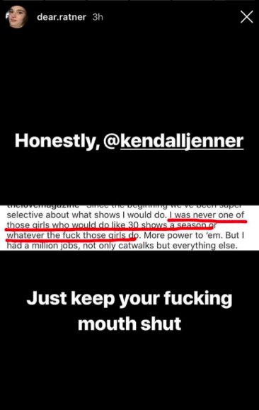 a thread: real models hating on kendall jenner