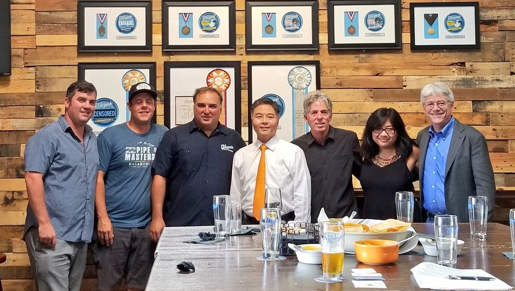 Sincerest thanks to <a href="/RepTedLieu/">Rep. Ted Lieu</a> for spending time with/ <a href="/LABrewers/">L.A. County Brewers Guild 🍻</a> at <a href="/ESBCBrews/">El Segundo Brewing</a> today for a Brewers Roundtable also incl. <a href="/KingHarborBrew/">King Harbor Brewing</a> <a href="/SantaMonicaBrew/">SantaMonicaBrewWorks</a> and <a href="/CACraftBrewers/">CACraftBrewers</a>! #independentbeer and #smallbiz appreciate your support. 🍻