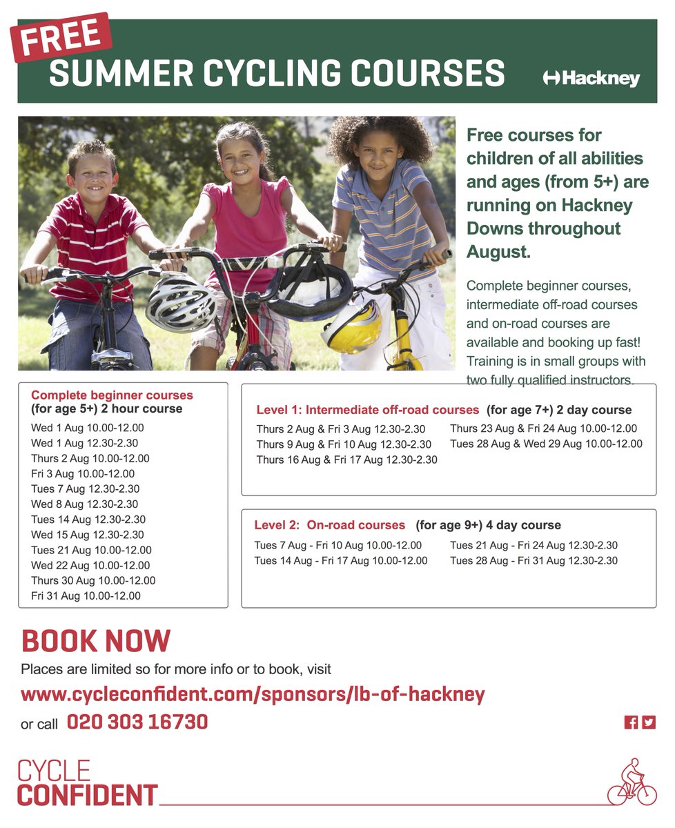Cycle_Confident's tweet photo. Free Children's Summer Holiday Cycle Skills courses for all ages (5+) thru August at #Hackney Downs.
Book Beginner, Intermediate Off-road & On-road courses here: https://t.co/NsCeu9IgfN #hackneycouncil #hackneygazette #MPSHackney #MumsnetHackney #Hackneycyclist #MPSHackneyDowns https://t.co/bYJ2M38McC