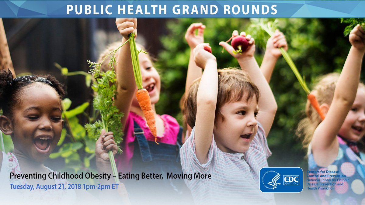 CDC_DNPAO's tweet photo. Childhood #obesity is a serious problem in the US. Promoting better nutrition &amp; increased physical activity in Early Care &amp; Education facilities can help children develop healthy habits. Watch #CDCGrandRounds, live on Facebook 8/21 at 1pm ET. https://t.co/r691jL89tz https://t.co/X3ZgwASCcH