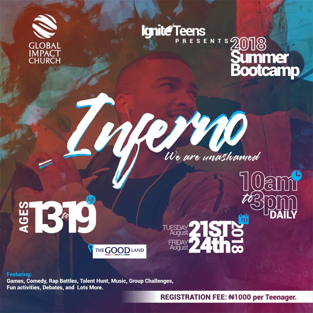 GlobalImpact_NG's tweet photo. Teens boot camp starts tomorrow. 
Our teens are excited and ready. 
Invite every teen you know. #weareunashamed #inferno #teensmakingadifference https://t.co/6pHv7cIbFn