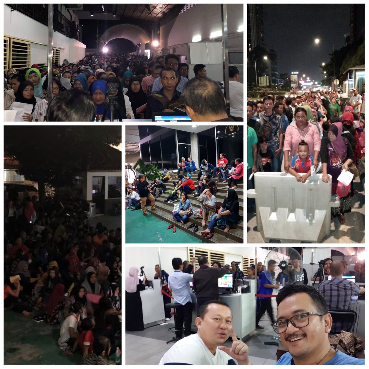 Sejak pukul 20.00 para pemohon mulai memadati KBRI. Bahu membahu kami mengatur pemberian nomor antrian. Tepat pukul 01.30 lebih dari 1400 nomor antrian pemohon bisa diselesaikan. Tinggal tunggu prosesnya pagi nanti. So help us God <a href="/kbrikualalumpur/">KBRI Kuala Lumpur</a> #kbri24jam <a href="/SumiratAgung/">Agung Cahaya Sumirat</a>