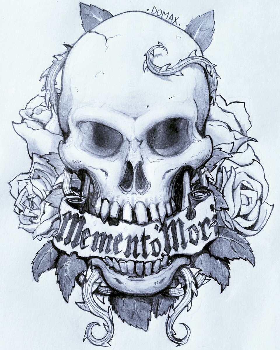 Domax974's tweet photo. Je m'essaie au #tattoostyle #skull #tattoo #gothic #roses #mementomori https://t.co/gJByCk1uvq