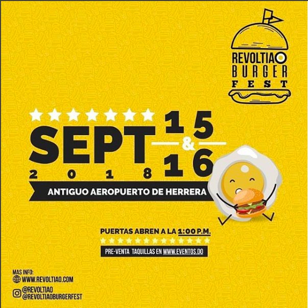 eventospuntodo's tweet photo. ¡Prepárate! Llegó Revoltiao Weekend fusión Burger Fest 🍳 🍔 igual a #RevoltiaoBurgerFest . Este 15 &amp; 16 septiembre en el antiguo aeropuerto de Herrera. Compra tus boletas digitales en https://t.co/e6rpta2VjE 🎟. #fest #revoltiao #burgerfest https://t.co/jQ6o83zURE