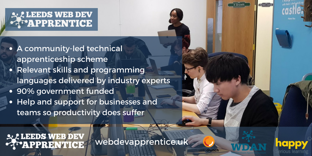 the_codersguild's tweet photo. The Leeds Web Dev Apprentice Scheme allows businesses to grow their team with a properly trained apprentice at low cost supported by expert training, extensive support and rapid return on investment with a focus on billable skills. https://t.co/utC1SdldI6 https://t.co/HtocGx9KmQ