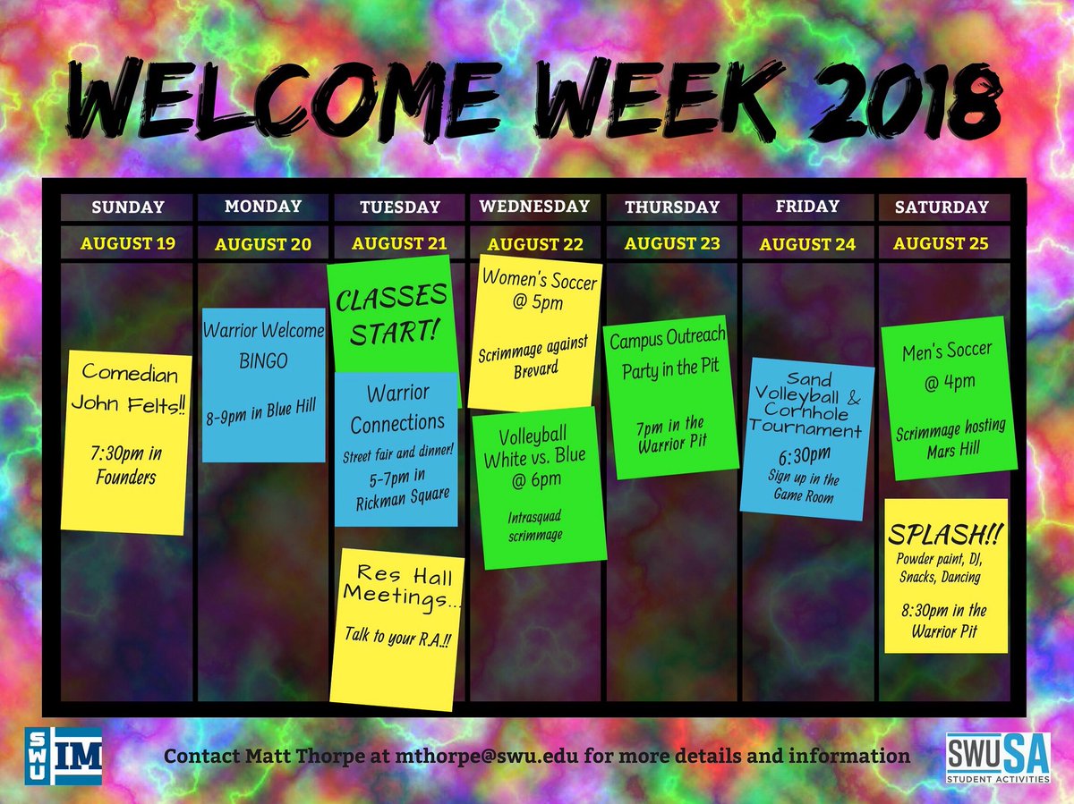 SWU_StudentLife's tweet image. Looking for something to do this week? (Sorry athletes, no bingo for you tonight..) #TeamSWU #SWULife #OneWarrior