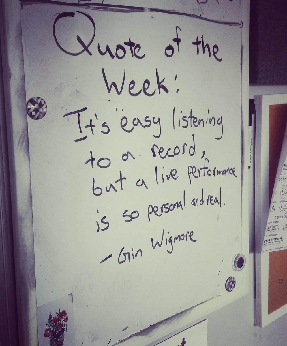 smithpercussion's tweet image. It's show week here at @SoRFortWayne! That means lots of preparations and dress rehearsals all week. Kicking off lessons this week with a quote from Gin Wigmore about how special live performance is.
