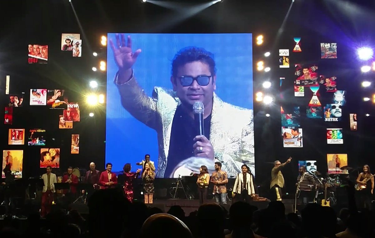 RockstARR!😍

Shot at Los Angeles concert! @arrahman Sir with Udit Narayan ji, @HaricharanMusic,@jonitamusic,@neetimohan18,@javedali4u,Linda Lind,@RanjitBarot,@karthickdevaraj,@kebajer,and other wonderful musicians n technicians!

Thank u everyone for a great show!
#ARRahman #ARR