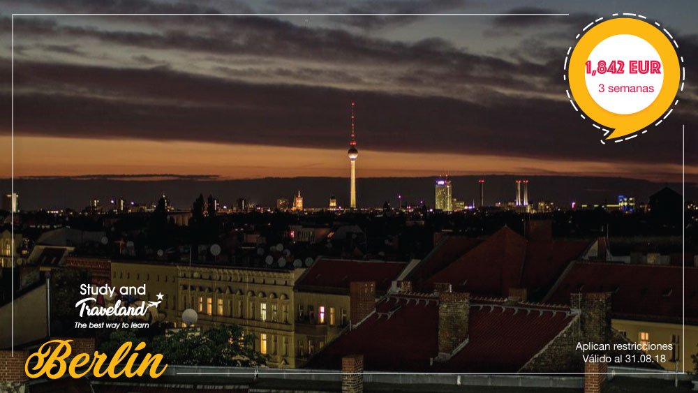 STraveland's tweet photo. Curso de #alemán, 3 semanas a #Berlín 1,842 EUR ¡Reserva con $4,510 MX y arma un plan de pagos a tu medida! Incluyen: Inscripción 📅  Curso 👩‍💼 Materiales 📖 Alojamiento en familia local habitación individual 👨‍👩‍👧‍👦- Desayuno y cena 🍎¡Comunícate! 01(55)4122-5258 https://t.co/LhI3Xr7sxz