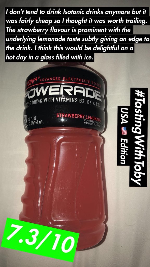 TobyJPrice's tweet photo. An Isotonic pick me up is today’s drink for #TastingWithToby USA 🇺🇸 https://t.co/EQdEy8O5Cz