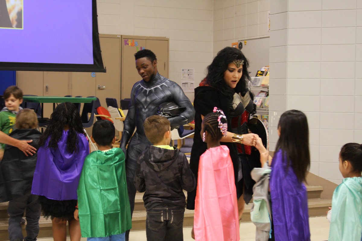 Wonder Woman and Black Panther joined us today at our first Pride Assembly of the year!  Every student received a superhero cape with a powerful message about being kind, brave, strong, and setting goals. #procterlions