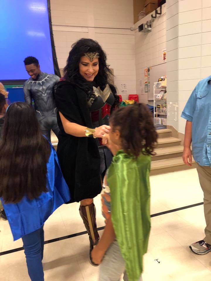 ProcterLions's tweet photo. Wonder Woman and Black Panther joined us today at our first Pride Assembly of the year!  Every student received a superhero cape with a powerful message about being kind, brave, strong, and setting goals. #procterlions https://t.co/6kS91eGrzC