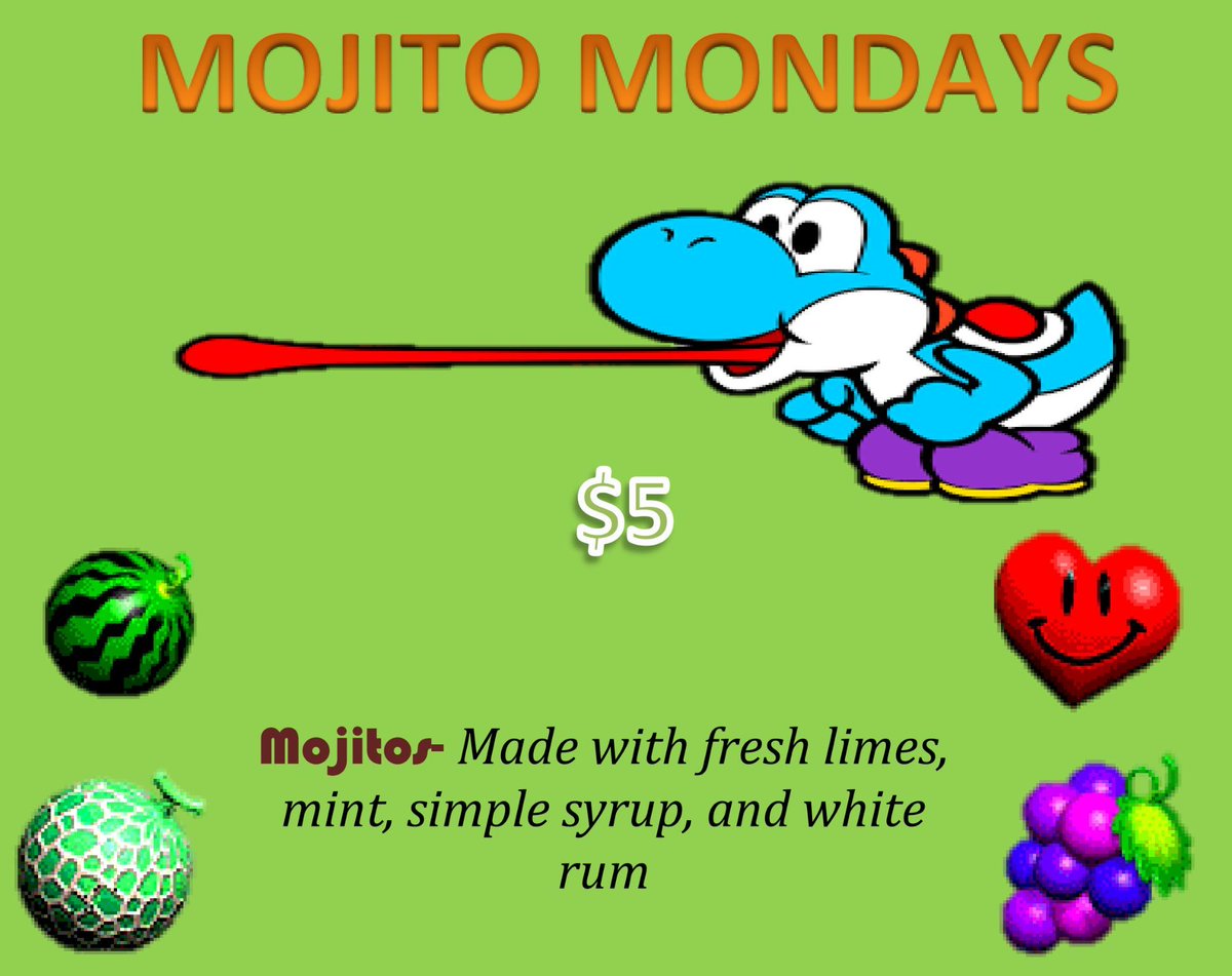 Mondays are about to get shaken up, literally! Beginning today, we would like to introduce you to Build-Your-Own-Mojito Monday! Starting at $5 a glass, you can customize your mojito just how you like. Stop in to check out all the tasty options available and shake up YOUR Mondays!