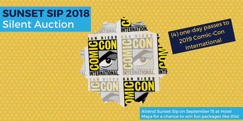 TGC_LB's tweet photo. #SunsetSip2018 Auction Teaser: We're all about #superheroes & so is our silent auction. For the 1st time, it will feature 4 passes to @Comic_Con in #SanDiego July 2019! Unleash your #superpowers & support #childrensmentalhealth: https://t.co/An1G7piwc6 #comiccon #comicconpasses https://t.co/7P9GXQRaXB