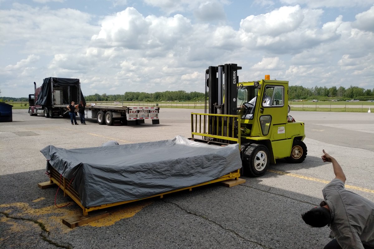 avspacemuseum's tweet photo. Unloading an artifact uncovered by @RaiseTheArrow that CCI and museum conservators will be working on. An opportunity to test conservation and recovery procedures. The search continues! https://t.co/3APgS2NpLl