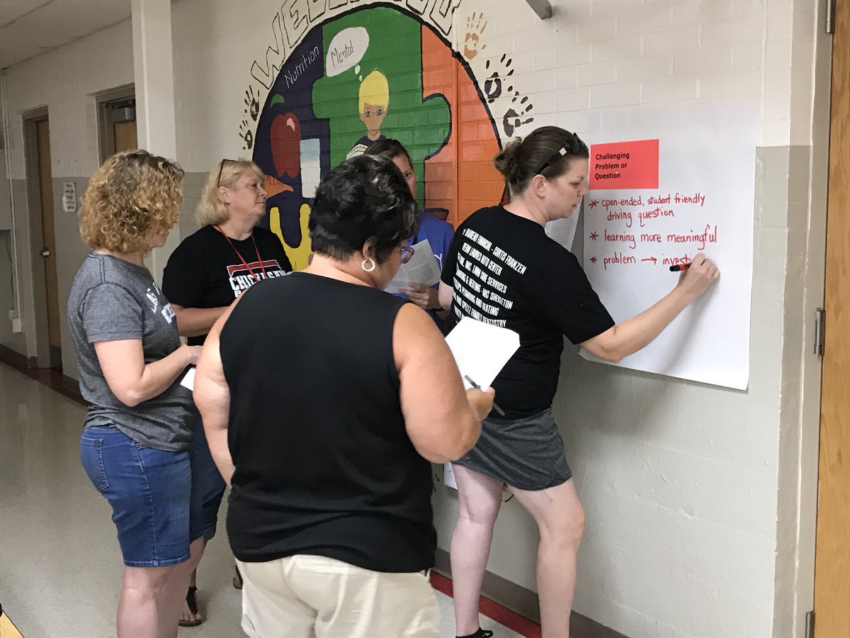 kkayserkemp's tweet photo. While the rain fell outside, the brains spilled over in New Hampton elementary PD as they discussed PBL Gold Standards #NHwhy #NHtribe https://t.co/P9A2qfZsps