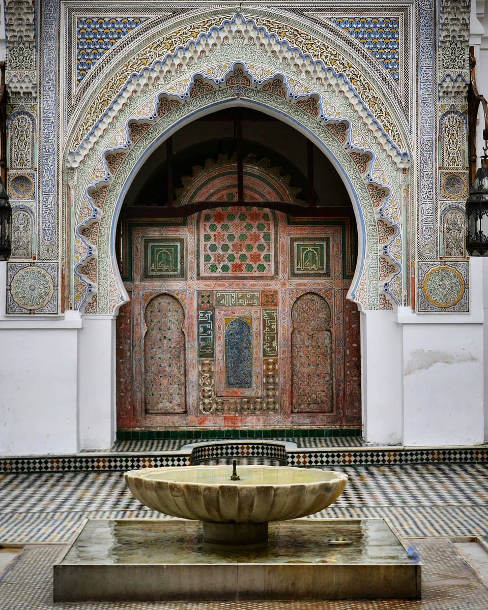amrofficialph's tweet photo. The exquisitely decorated Medersa el-Attarine is located on the edge of the spice and perfume market in the fascinating medina of #Fez, #Morocco. #travel https://t.co/OKV5CbhG5D