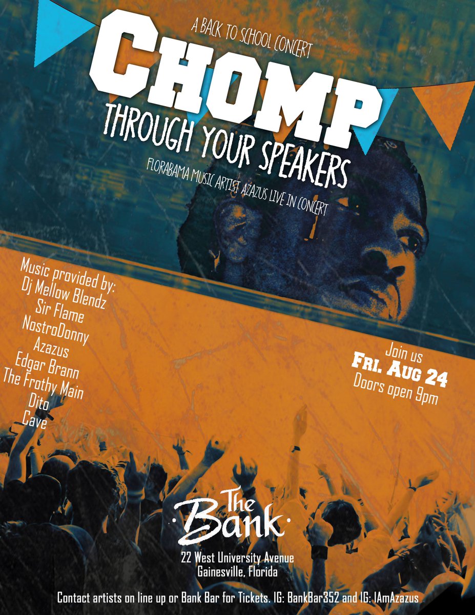 RadioHeist's tweet image. @BigJFrothyMain performing live Gainesville, Aug 24th 2018 | @ The Bank Bar | Tickets $8.00  #ChompThroughYourSpeakers #UF18 #UF19 #UF20 #BackToSchoolBash