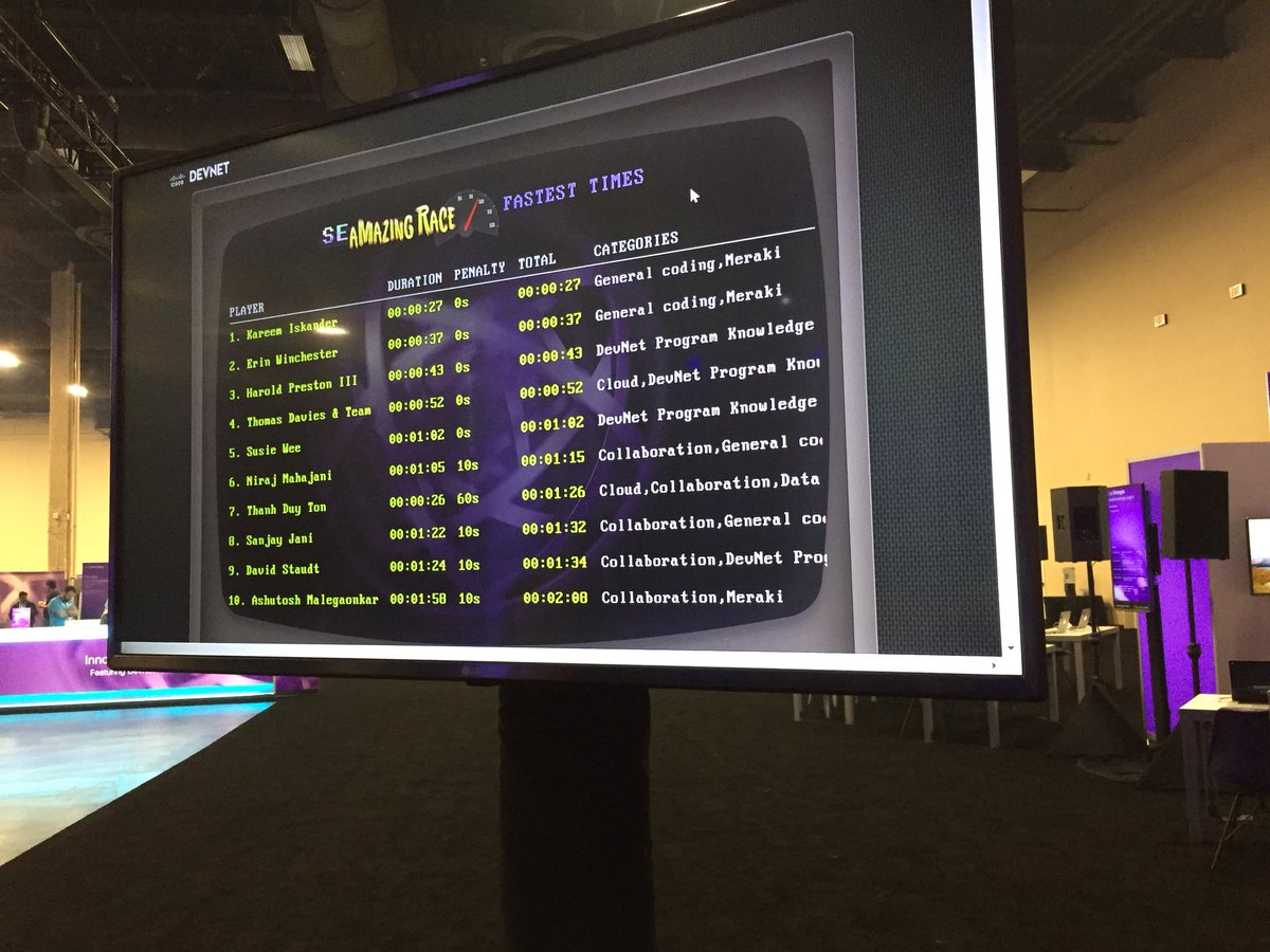 jlkratky's tweet image. Can you make it on the #DevNet aMazing Race leaderboard? #CiscoGSX come play!