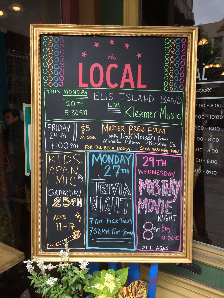 TONIGHT Live Music at 5:30p.m. <a href="/thelocalalameda/">The Local, Alameda</a>  ~ Klezmer music by the talented Ellis Island Old World Folk Band. Grab a brew, grab a seat and enjoy some tunes. See you soon.      #livemusic #Klezmer  #Alameda

Ps check out our amazing lineup of events for the end of August...