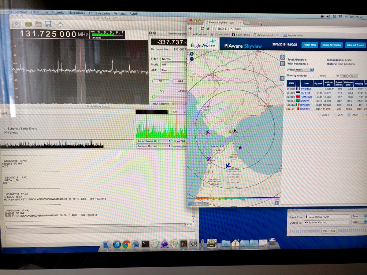 migumi's tweet image. Recepción de ADS-B con #PiAware #flightaware en la #RaspberryPi y recepción ACARS con Multimode Cocoa y #Gqrx