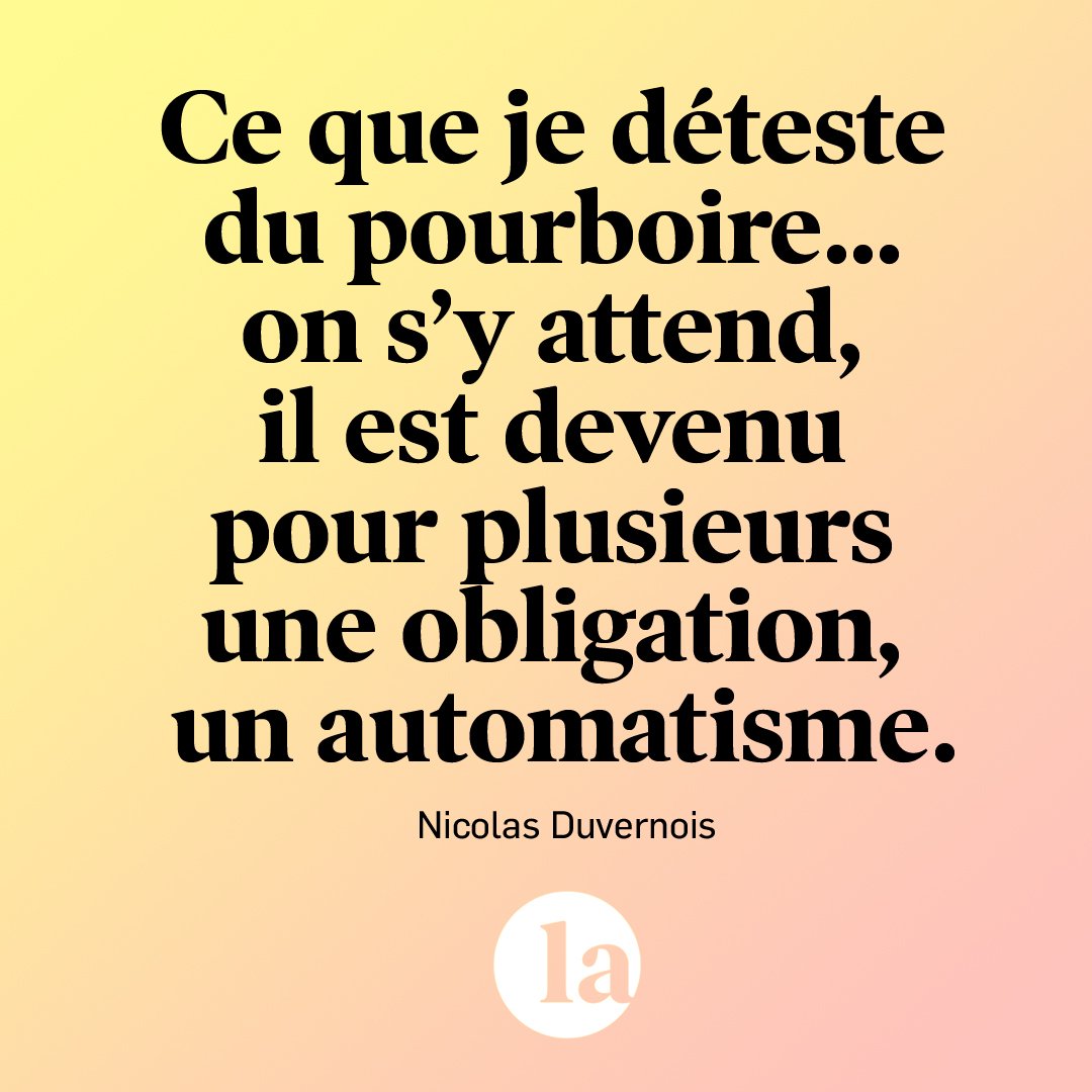 Les Affaires (@la_lesaffaires) on Twitter photo #Blogue
<a href="/nduvernois/">Nicolas Duvernois</a> poursuit sa réflexion sur les pourboires et propose d'autres avenues possibles dans son dernier billet sur <a href="/la_lesaffaires/">Les Affaires</a> lesaffaires.com/blogues/nicola… #Blogue
<a href="/nduvernois/">Nicolas Duvernois</a> poursuit sa réflexion sur les pourboires et propose d'autres avenues possibles dans son dernier billet sur <a href="/la_lesaffaires/">Les Affaires</a> lesaffaires.com/blogues/nicola…