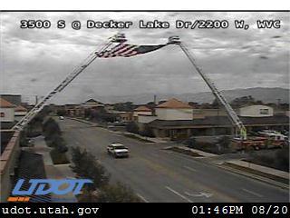 KSLRikki's tweet photo. Chief Battalion #MatthewBurchett @drapercity has been loaded upon the fire truck at the Maverick Center WVC  for his final ride to Provo.  The funeral procession will begin shortly making its way to SB I-215 West to SB I-15 then exiting at 800 North Orem.  @kslnewsradio https://t.co/vgg6EG9t79