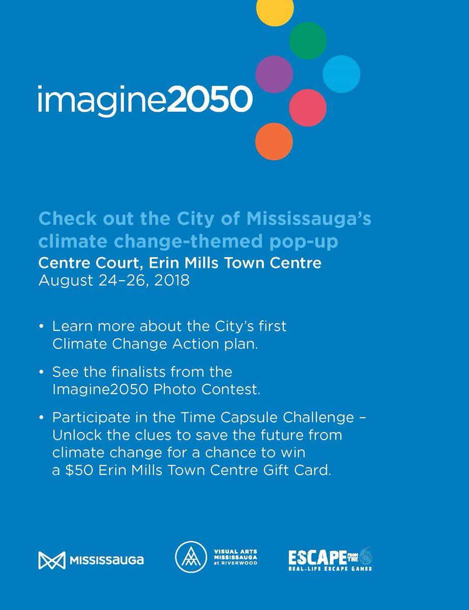 erinmillstown's tweet photo. City of Mississauga’s climate change POP UP in centre court, Aug 24-26, Unlock a time capsule from the year 2050, View finalists from Imagine2050 Photo Contest @escapefromthe6 #timecapsule #mississaugamoms #Mississauga #emtcfam #familyevent #backtoschool @VisualArtsMiss https://t.co/1l1De4TB39