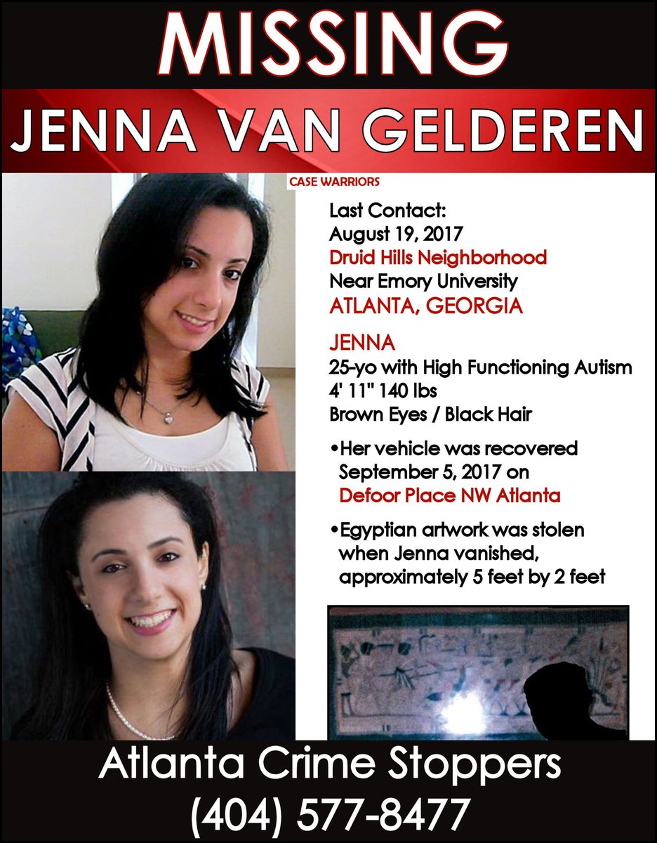 helpfindjennavg's tweet photo. #JennaVanGelderen, a 25-yo woman with high-functioning #Autism vanished while house sitting in #Atlanta #Georgia for her parents in the Druid Hills neighborhood near #Emory University.
#JennasCase https://t.co/bJqb7616lY