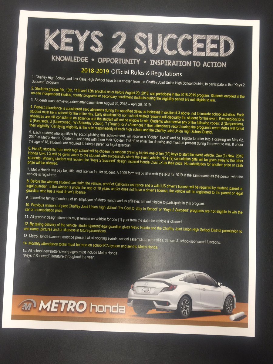 Tigers, the competition begins today. If you have perfect attendance, you could win a brand new Honda Civic LX! Honk if you prefer 4 🚗 instead of 2 👣!