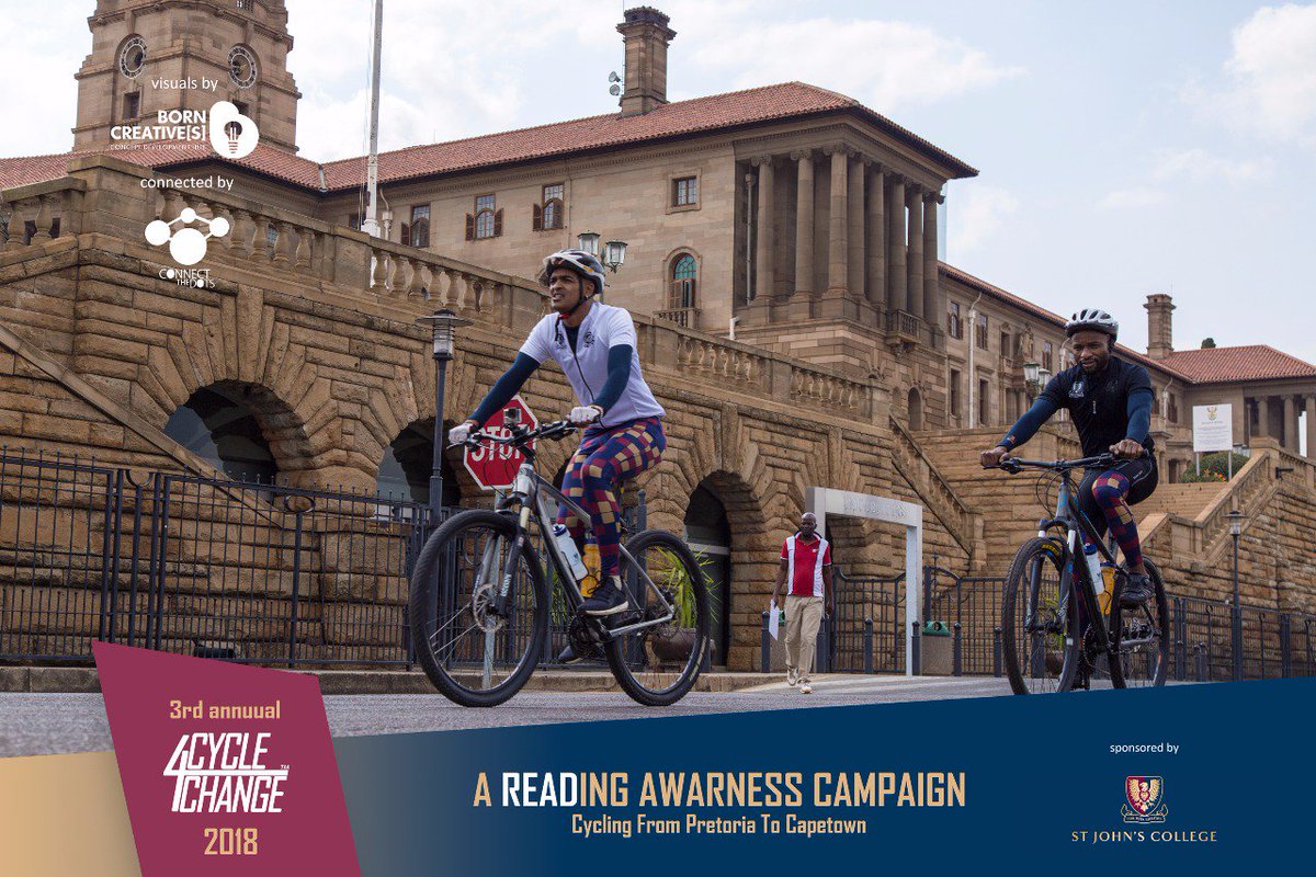 Sadia_Sherriff's tweet image. Catch Sibusiso Buthelezi &amp;amp; @Linzito85 tomorrow @ 06:10 on @SABC3 @expressoshow talking about the #Cycle4Change18 Reading Awareness Campaign where the pair cycled from Union Buildings (Pta) to Parliament (CT) #ReadingIsLife #ReadersAreLeaders  #LeadersRead